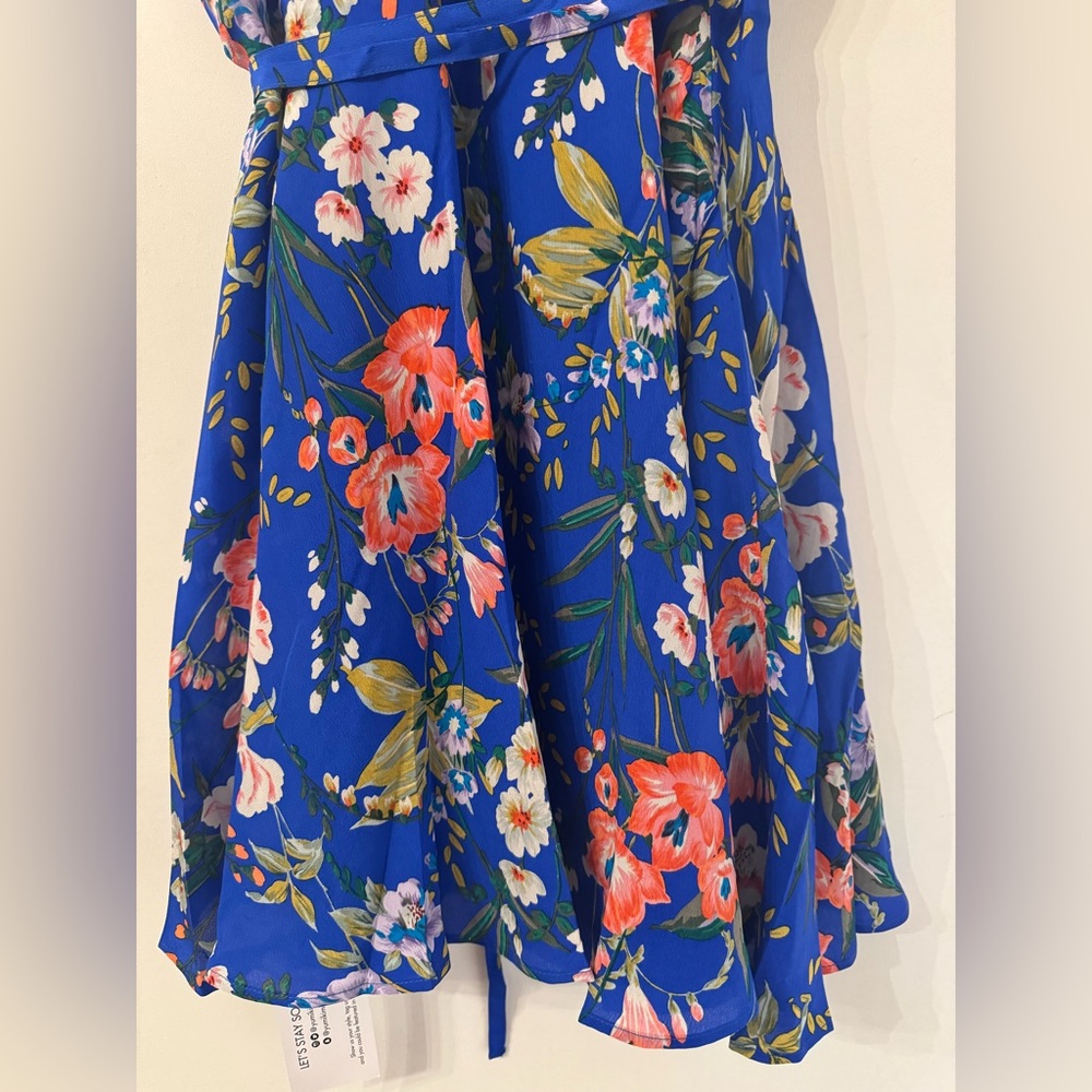 NWT Yumi Kim XS Amalfi Coast SoHo Mixer Silk Vibrant Blue Floral Mini Dress - Picture 12 of 16